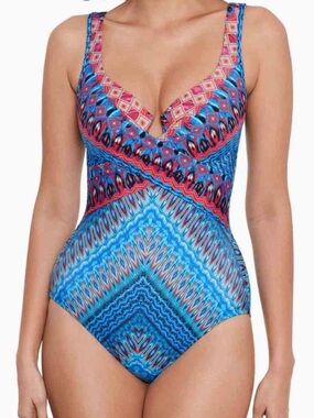 Miracle Suit Casablanca Criss Cross Escape One Piece Swimsuit Size 10